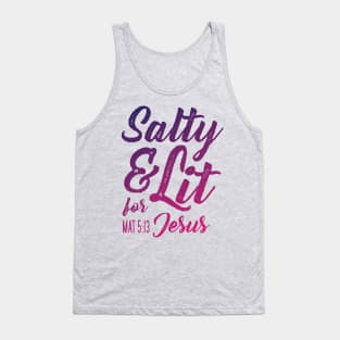 Salty and Lit for Jesus - Pink Gradient Distress Tank Top